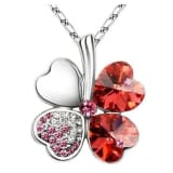 Rosenrot - Swarovski-Kristallelemente vierblttriges Kleeblatt Anhn