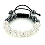 Bracelet Shamballa Blanc Avec Bille Cristal Disco Argile