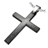 Pendentif En Acier Noir Inoxydable La Prire Du Seigneur, Design Espa