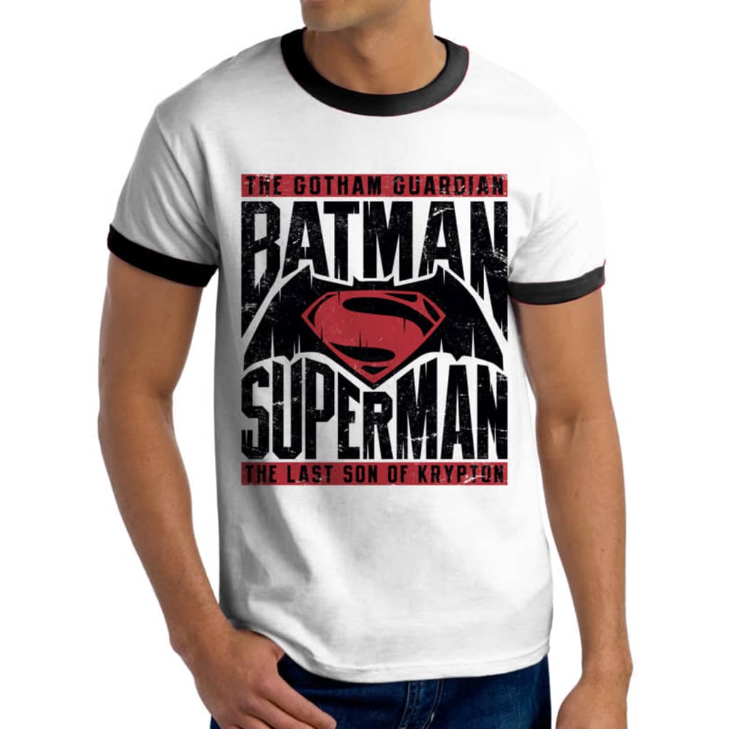 Batman VS SUPERMAN - TEXT & LOGO T-Shirt (UNISEX RINGER)