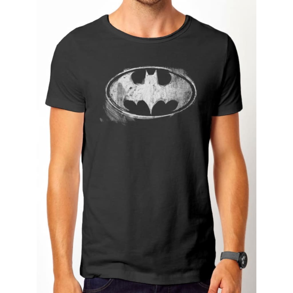 Batman - Logo Mono Distressed T-Shirt