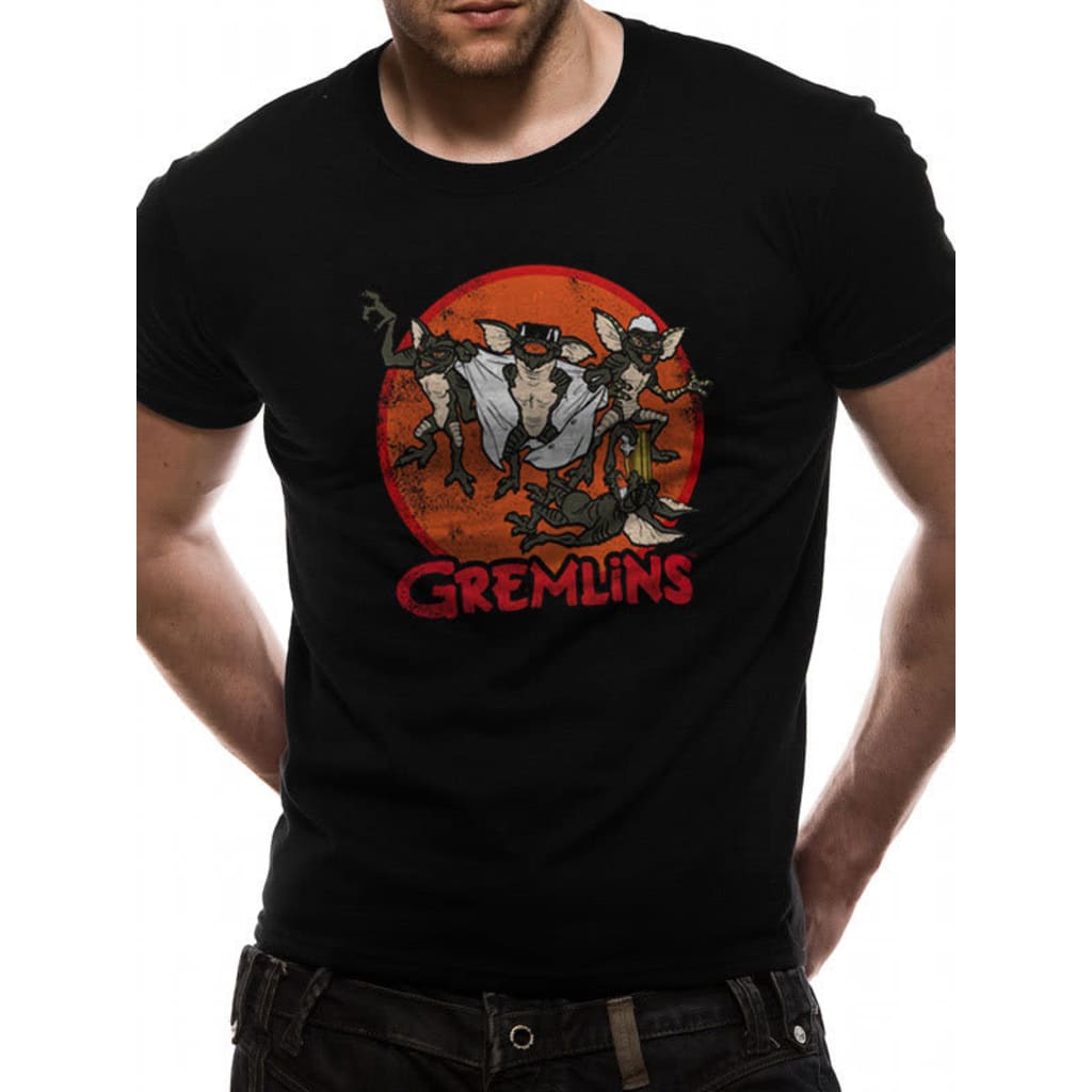 Afbeelding Gremlins - Retro Group T-Shirt Black Ex T-Shirt door Vidaxl.nl
