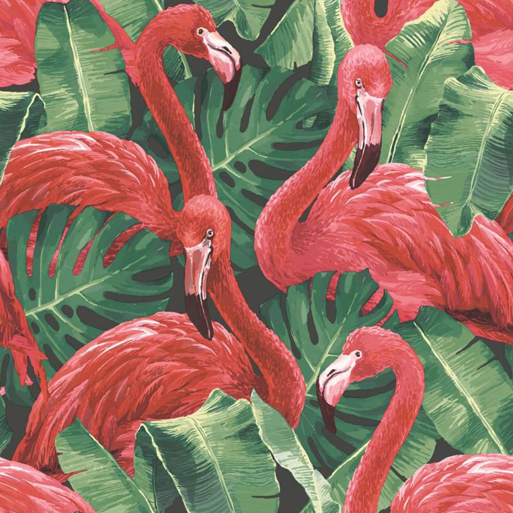 

Noordwand Behang Flamingo and Monstera rood