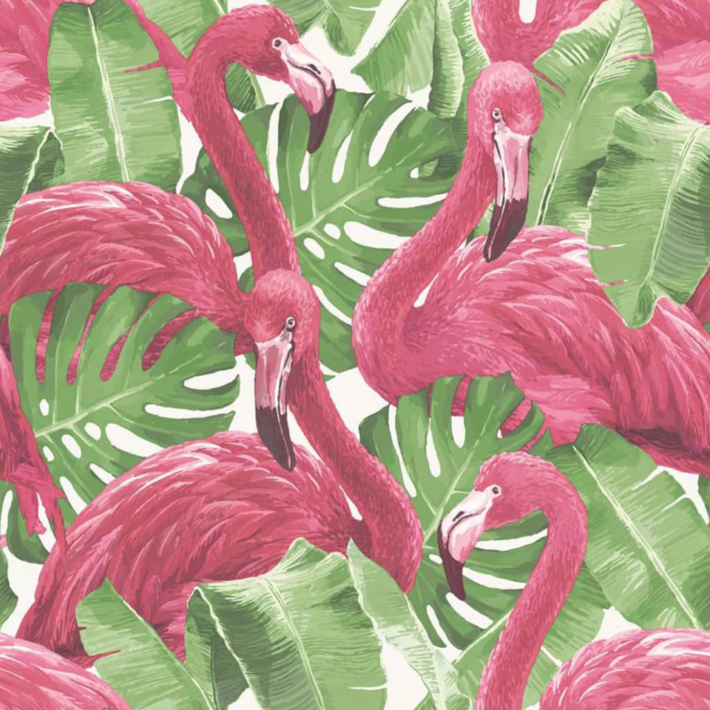 Noordwand vægtapet Flamingo and Monstera pink