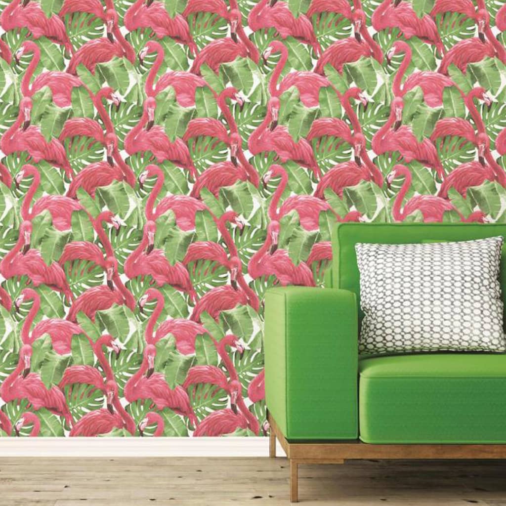 Noordwand Wallpaper Flamingo and Monstera Pink