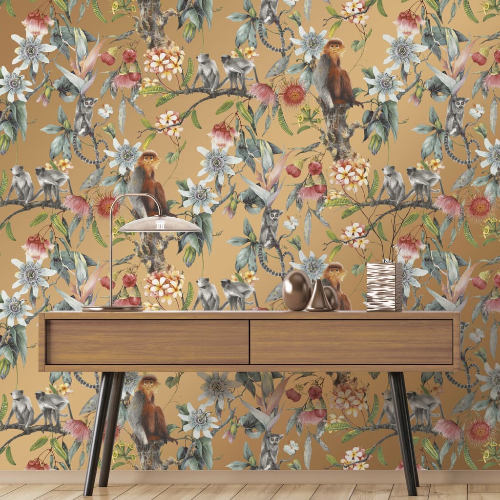 Noordwand Wallpaper Exotic Monkeys Gold