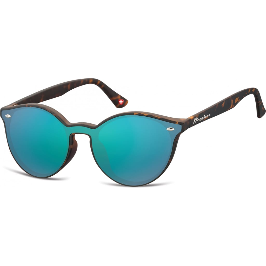 Montana zonnebril unisex panto gevlamd bruin/turquoise (MS46)