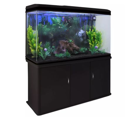 Aquarium Fish Tank Complete Kit Black Cabinet Black Gravel 300l