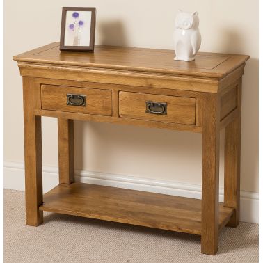 French Cau Rustic Solid Oak 2 Drawer Console Table Vidaxl Co Uk French Cau Rustic Solid Oak 2 Drawer Console Table 1 6