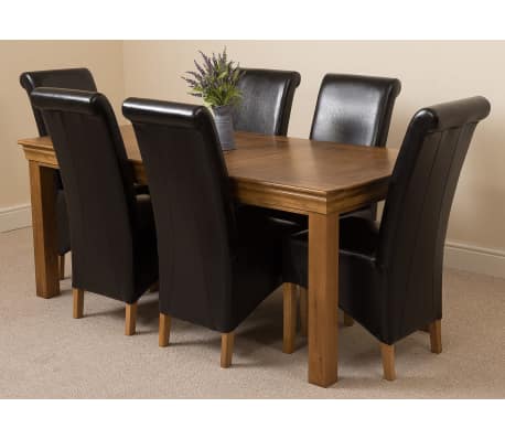 French Cau Oak 180cm Dining Table 6 Montana Black Leather French Cau Oak 180cm Dining Table 6 Montana Black Leather Chairs 1 11
