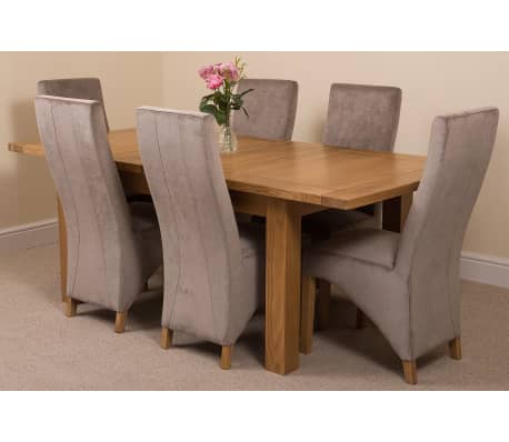Seattle Oak 150cm Extending Dining Table 6 Lola Grey Fabric Chairs Seattle Oak 150cm Extending Dining Table 6 Lola Grey Fabric Chairs