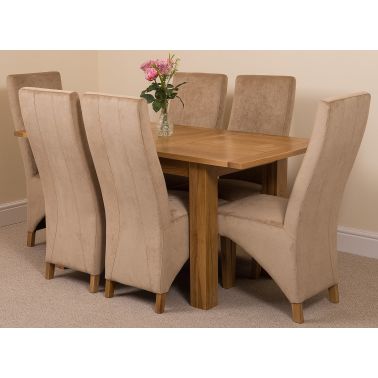 Hampton Oak 120cm Extending Dining Table 6 Lola Beige Fabric Hampton Oak 120cm Extending Dining Table 6 Lola Beige Fabric Chairs 1 11