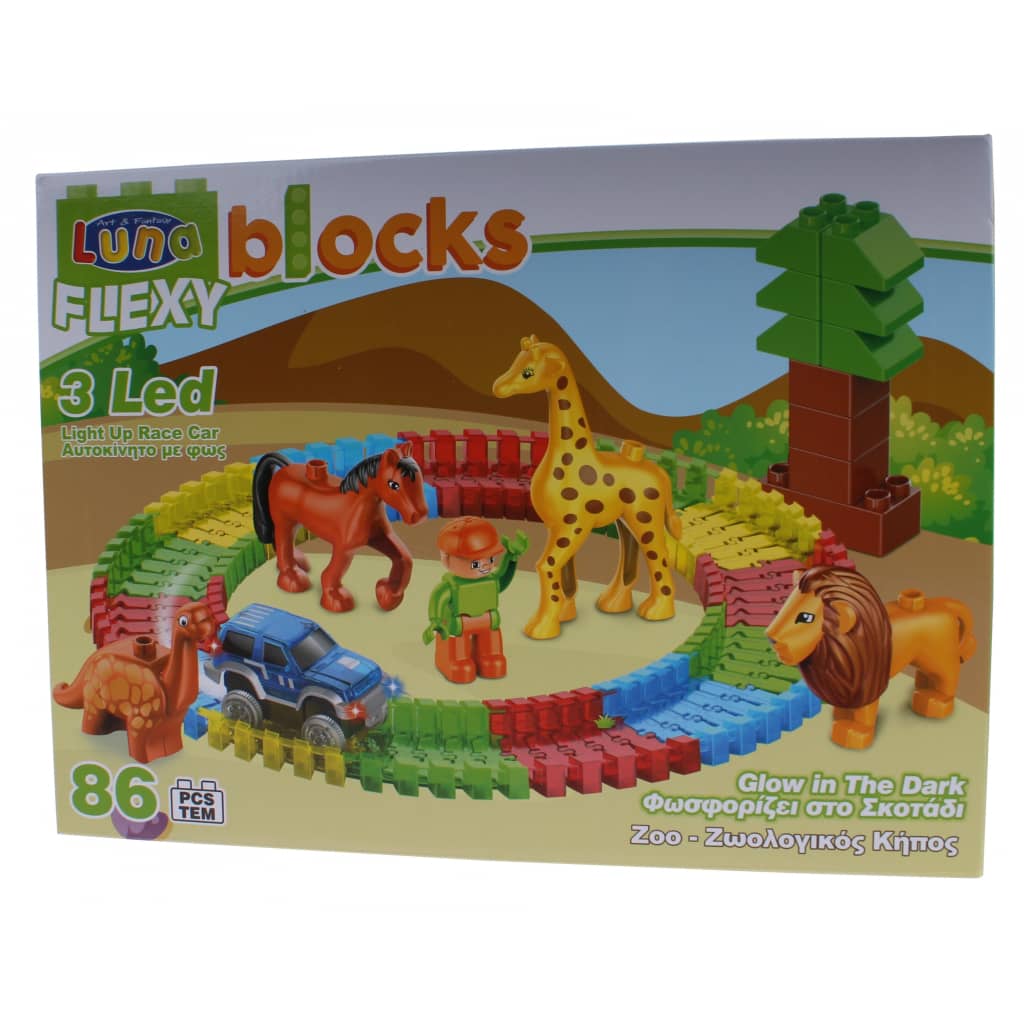 Luna Flexy Blocks Zoo bouwset glow in the dark 86-delig