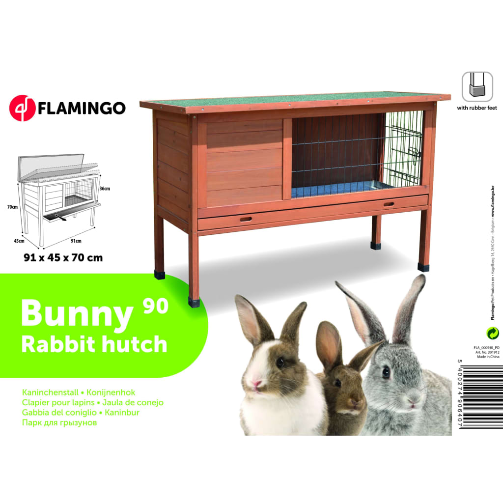 Thumbnail - FLAMINGO Kaninchenstall Bunny 90 91x45x70 cm Braun