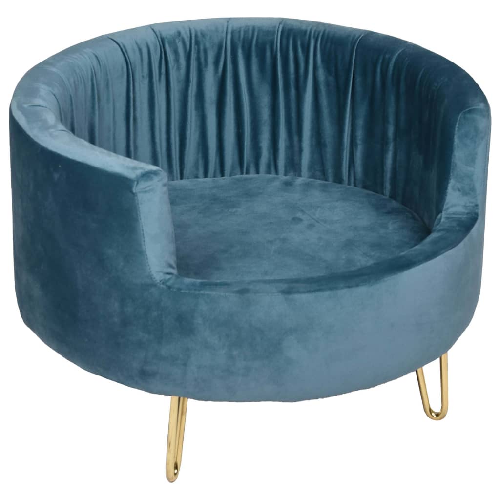 Canapé design rond bleu pétrole pour petit chien - 48x33 cm