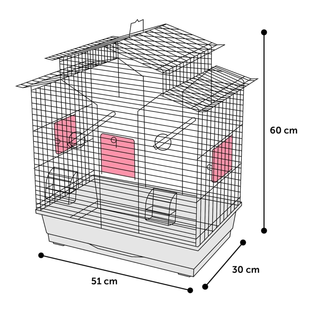 FLAMINGO Cage à perruches Numfor 1 51x30x60 cm Bleu métallique