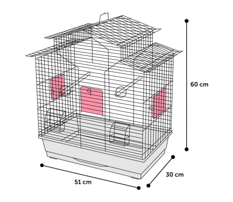 FLAMINGO Cage à perruches Numfor 1 51x30x60 cm Bleu métallique