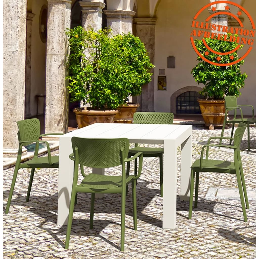 ALTEREGO Geperforeerde stoel met armleuningen 'TORINA' van groene kunststof