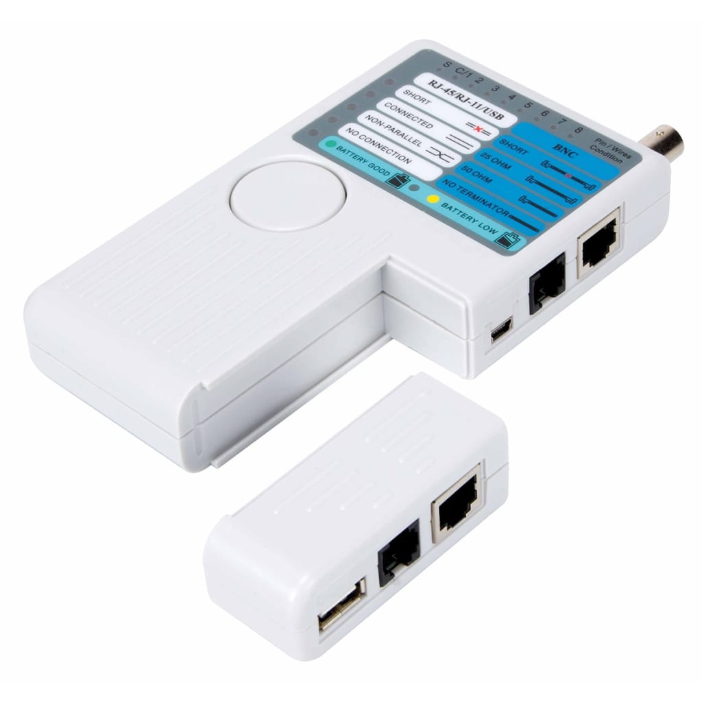 Velleman USB- en netwerkkabeltester 5-in-1 wit VTLAN7