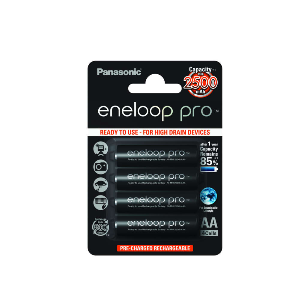 Panasonic Eneloop Pro Oplaadbare AA batterijen 2500mAh 4 stuks (BK-3HCDE/4BE)