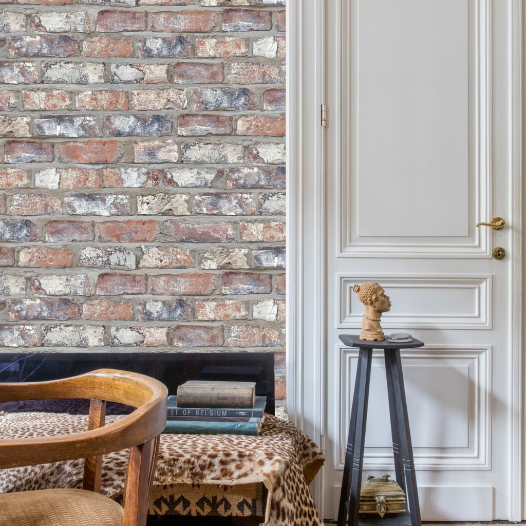 DUTCH WALLCOVERINGS Behang bakstenen meerkleurig EW3103 afbeelding