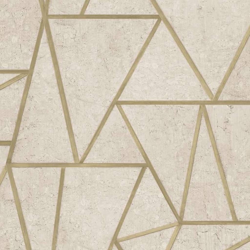 DUTCH WALLCOVERINGS tapet trekanter beige og guld