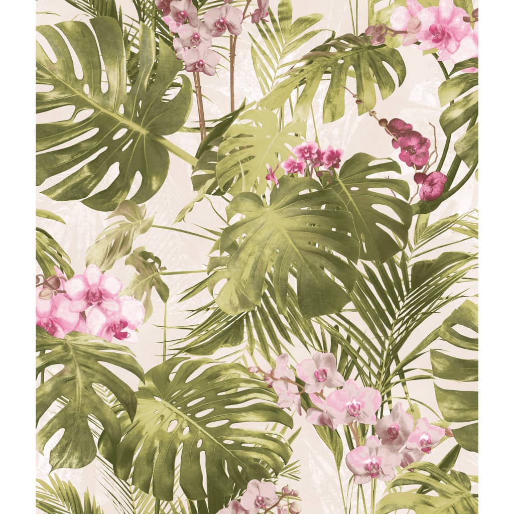 DUTCH WALLCOVERINGS Papier peint Paradiso Vert et rose