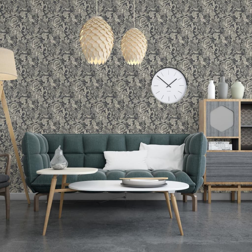 

DUTCH WALLCOVERINGS Behang Mae zwart en beige