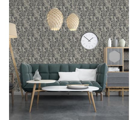 DUTCH WALLCOVERINGS Behang Mae zwart en beige