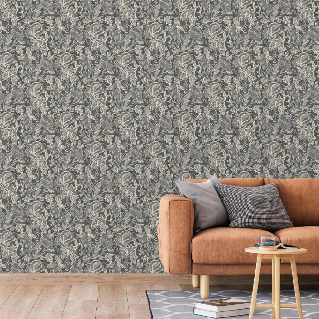 DUTCH WALLCOVERINGS tapet Mae sort og beige