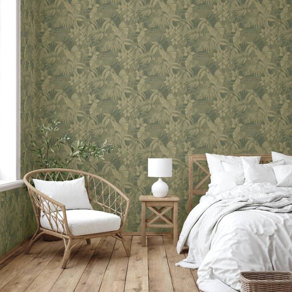 

DUTCH WALLCOVERINGS Behang Joelle groen en goudkleurig