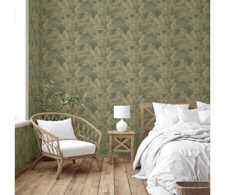 DUTCH WALLCOVERINGS Wallpaper Joelle Green and Gold