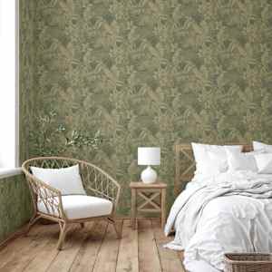DUTCH WALLCOVERINGS Wallpaper Joelle Green and Gold