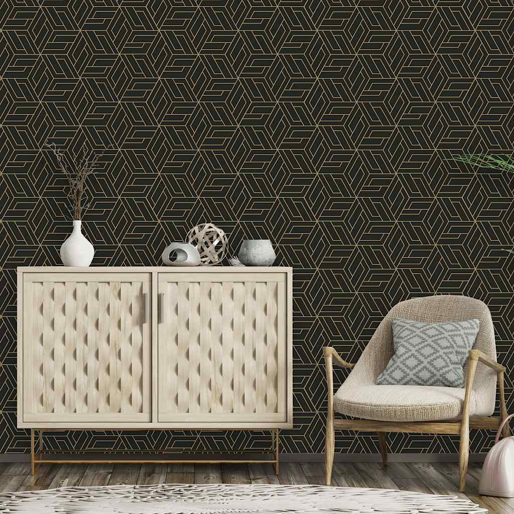 DUTCH WALLCOVERINGS DUTCH WANDBEKLEDING Behang Cobra Zwart afbeelding