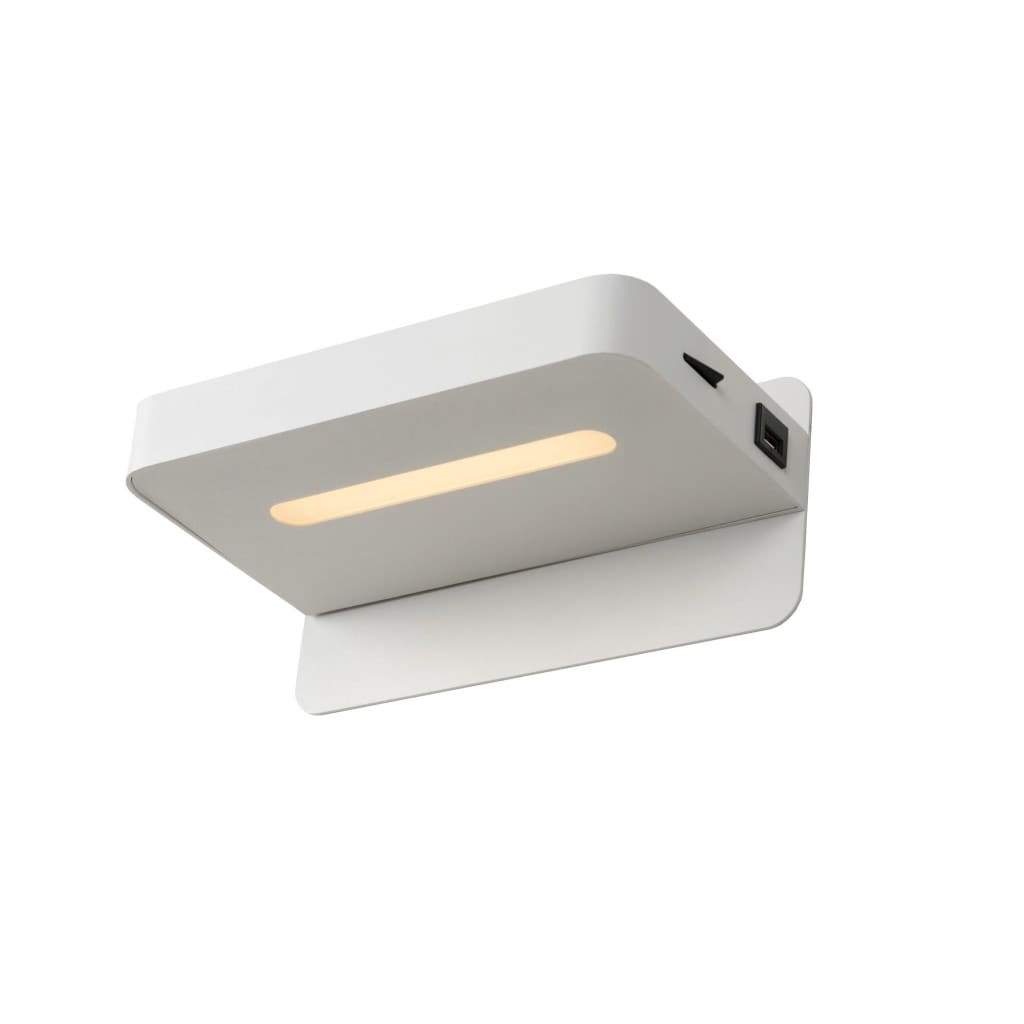 Lucide ATKIN Wandlicht LED 5W+ USB poort 25/14/11cm Wit