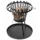 Perel Brasero cesta con bandeja de cenizas redondo negro BB650