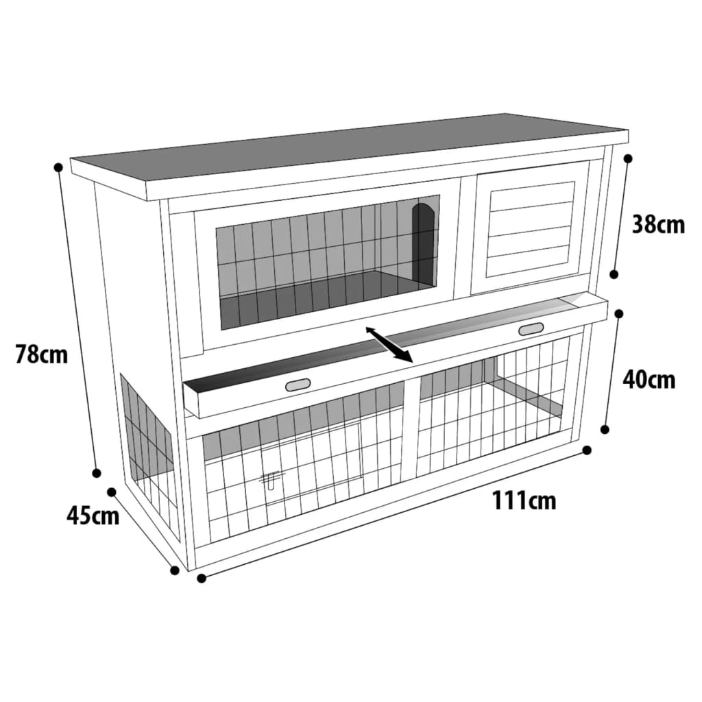 

FLAMINGO Konijnenhok Loft 111x45x78 cm bruin
