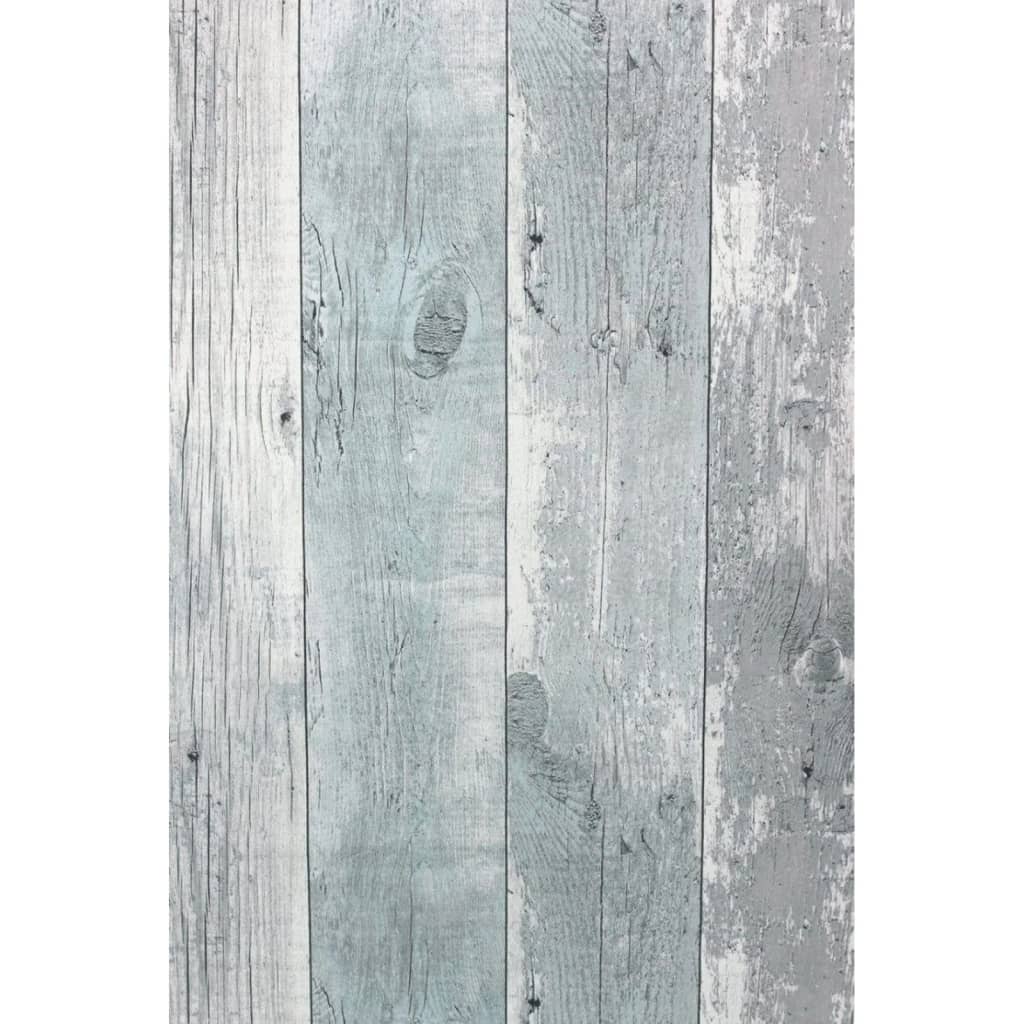 Noordwand Topchic Papier peint Wooden Planks Gris et bleu
