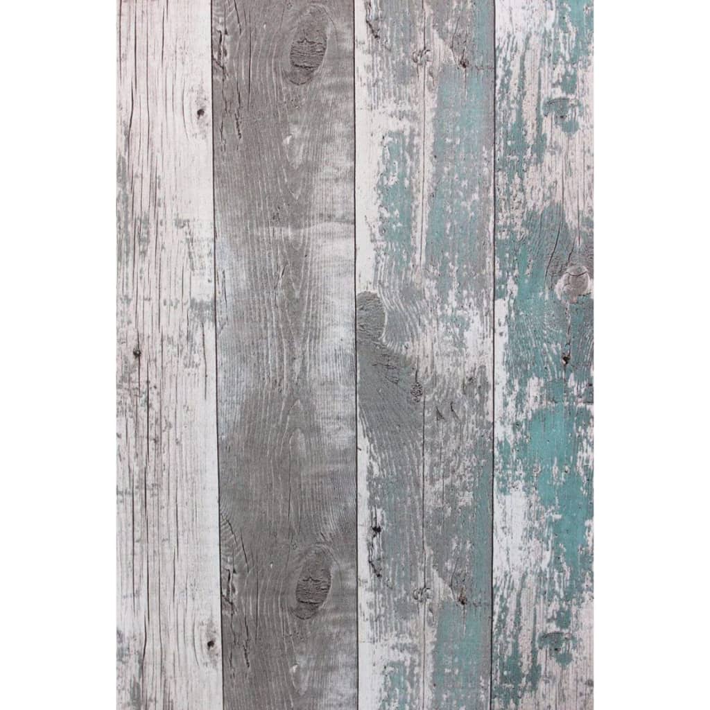 Noordwand Topchic Papier peint Wooden Planks Gris foncé et bleu