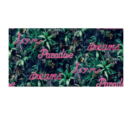 Noordwand Wallpaper Good Vibes Neon Letter with Plants Green and Pink