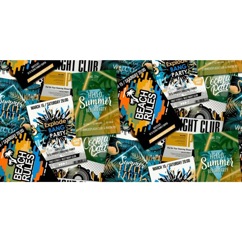 

Good Vibes Behang Club Posters groen en oranje