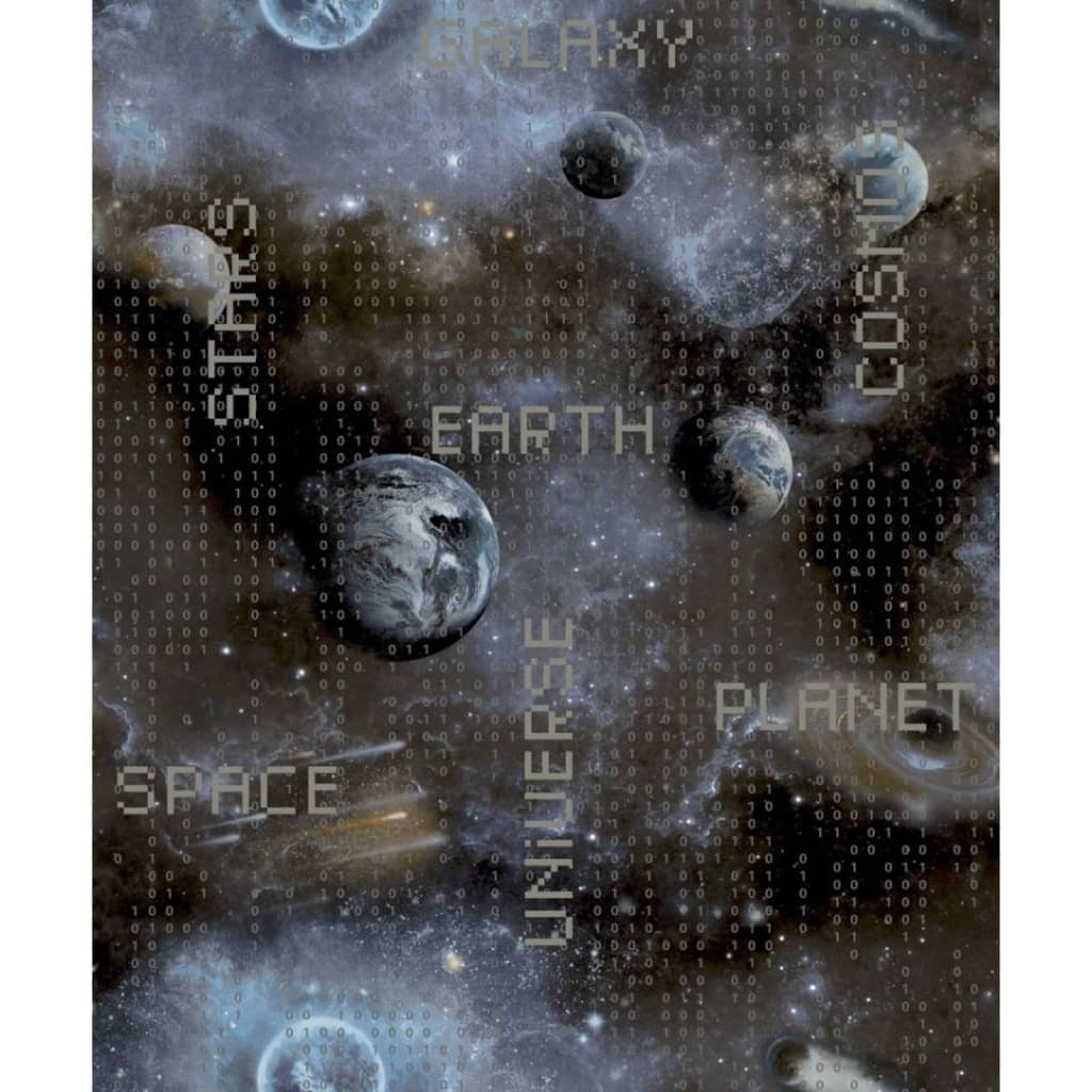 Thumbnail - Noordwand Tapete Good Vibes Galaxy Planets and Text Blau und Schwarz