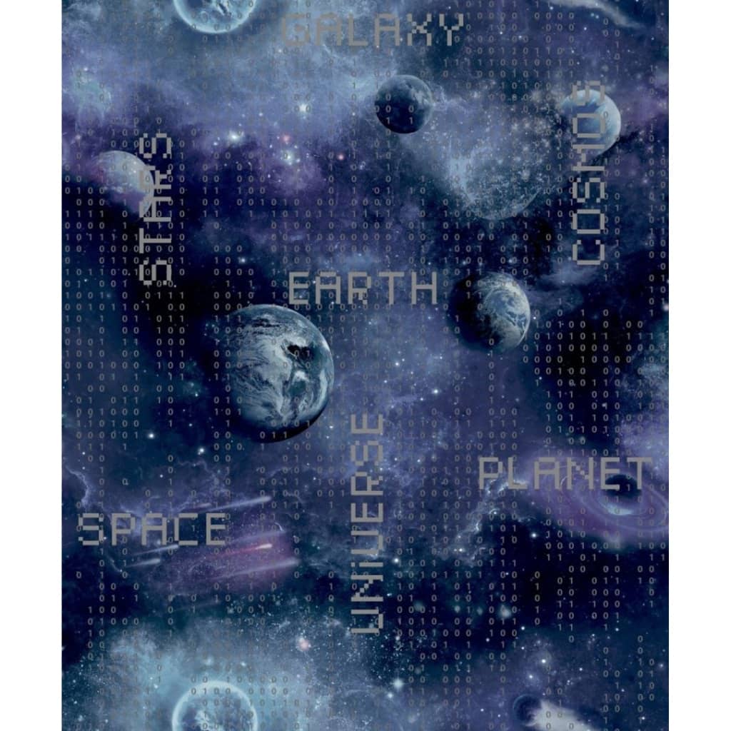 Good Vibes Papier peint Galaxy Planets and Text Noir et violet