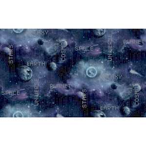 Noordwand Wallpaper Good Vibes Galaxy Planets and Text Black and Purple