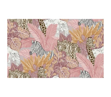 Noordwand Tapetai Good Vibes Jungle Animals, rožiniai ir oranžiniai