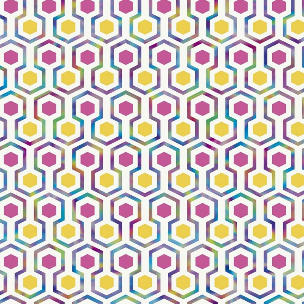 Noordwand Good Vibes Papier peint Hexagon Pattern Rose et jaune