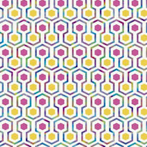 Noordwand Papier peint Good Vibes Hexagon Pattern Rose et jaune