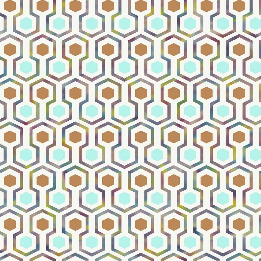 Good Vibes Papier peint Hexagon Pattern Vert et orange