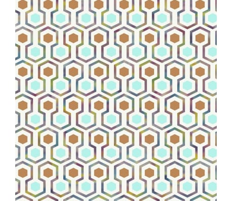 Good Vibes Tapeta Hexagon Pattern, zielono-pomarańczowa