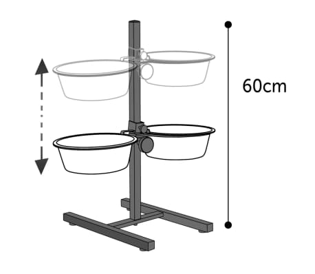 FLAMINGO Support en H avec 2 bols Otis 1,6 L 21 cm